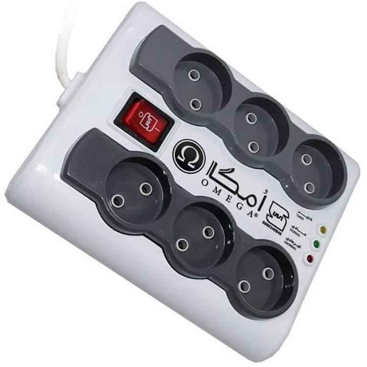 محافظ برق شش خانه OMEGA مدل P6000 (سیم ۳ متری)
